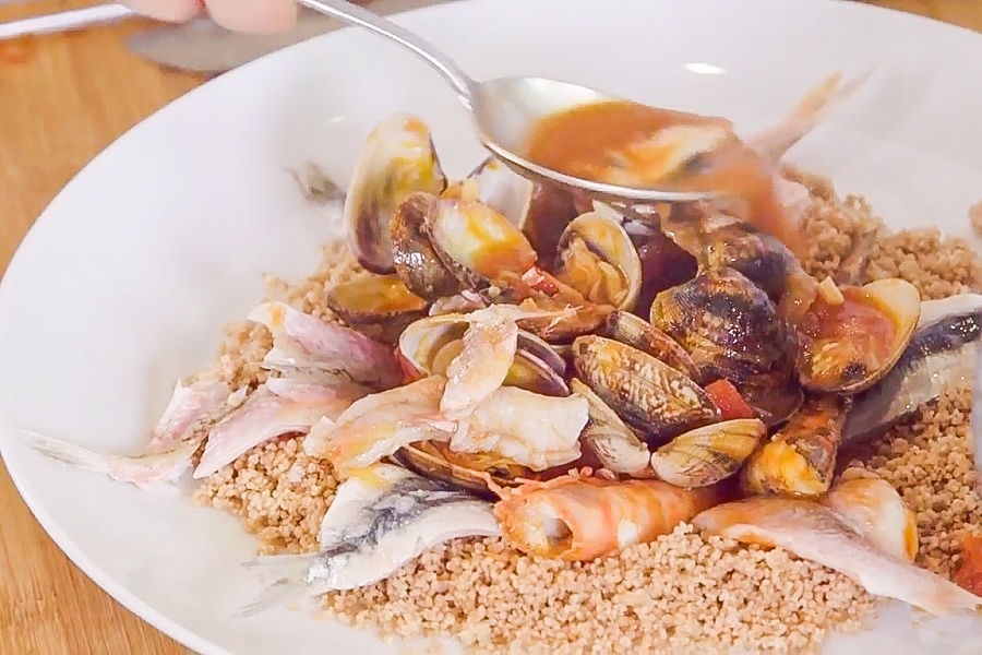 Zuppa di pesce con Cous Cous integrale di farro